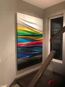 Simple Harmonie, mixed media painting by Melanie Giguere, installed | Effusion Art Gallery + Cast Glass Studio, Invermere BC