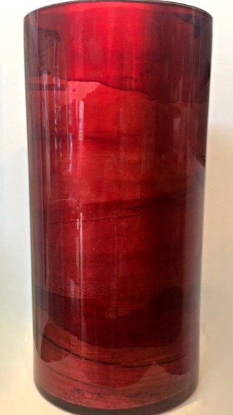 Graff.Large Cylindrical Vase Red