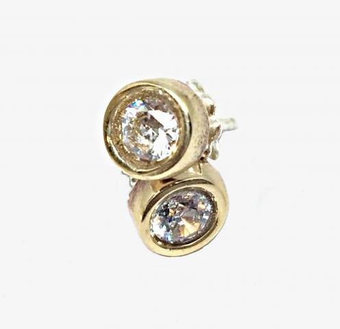 Bronze and CZ stud earrings by Karyn Chopik | Effusion Art Gallery + Cast Glass Studio, Invermere BC