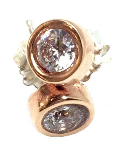 Pink bronze and CZ crystal stud earrings