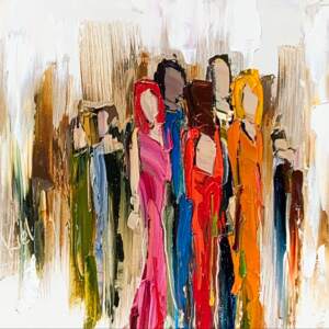 Right About Now, figurative painting by Kimberly Kiel | Effusion Art Gallery + Cast Glass Studio, Invermere BC