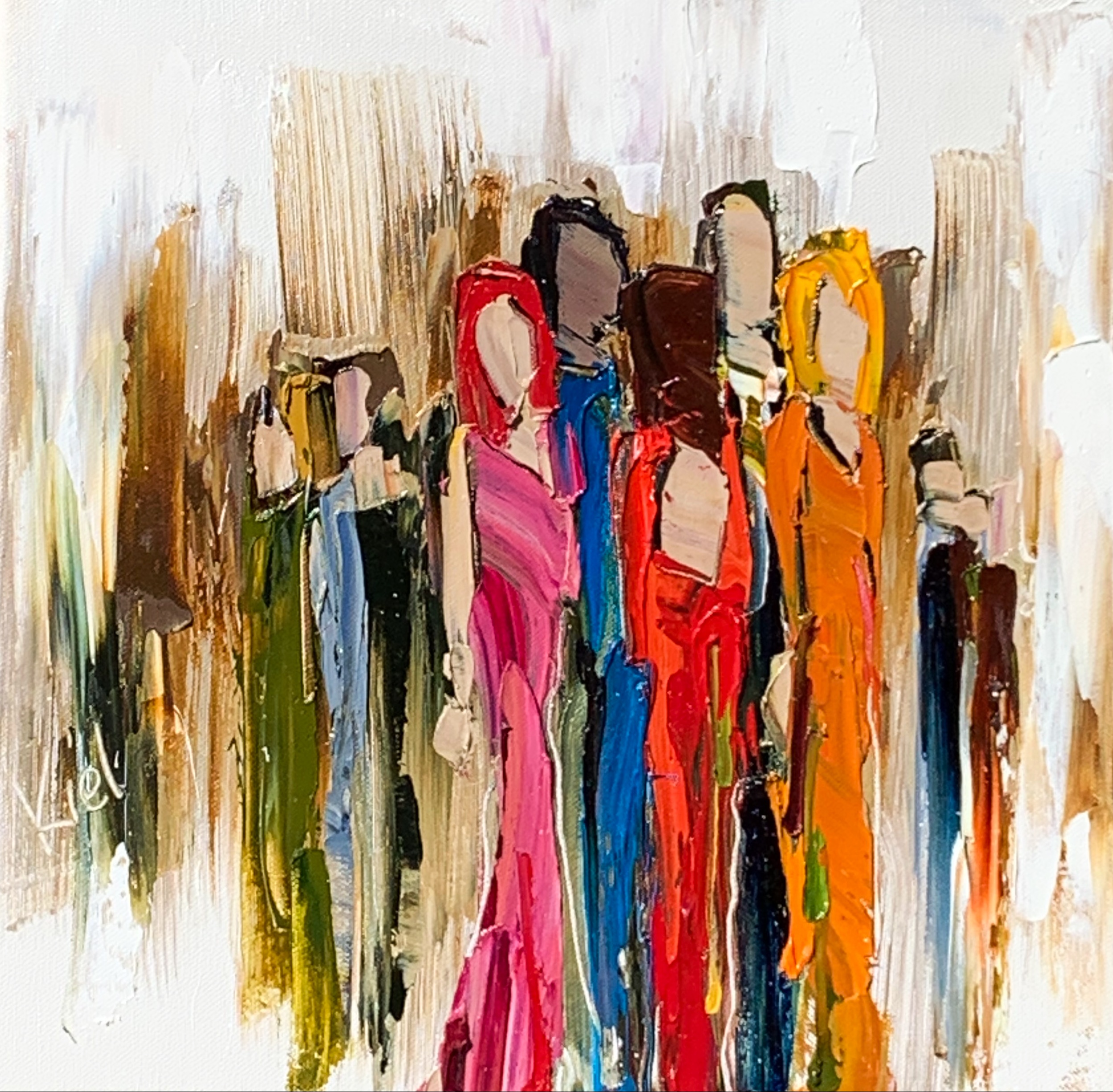 Right About Now, figurative painting by Kimberly Kiel | Effusion Art Gallery + Cast Glass Studio, Invermere BC