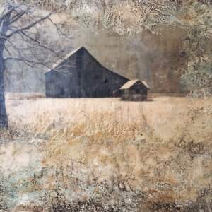 A Quiet Place, encaustic landscape painting by Lee Anne LaForge | Effusion Art Gallery + Cast Glass Studio, Invermere BC