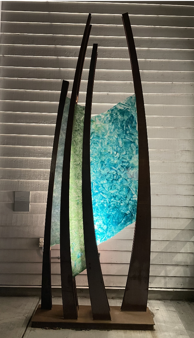 Reflections, public art sculpture by Heather Cuell in Canmore AB | Effusion Art Gallery + Cast Glass Studio, Invermere BC