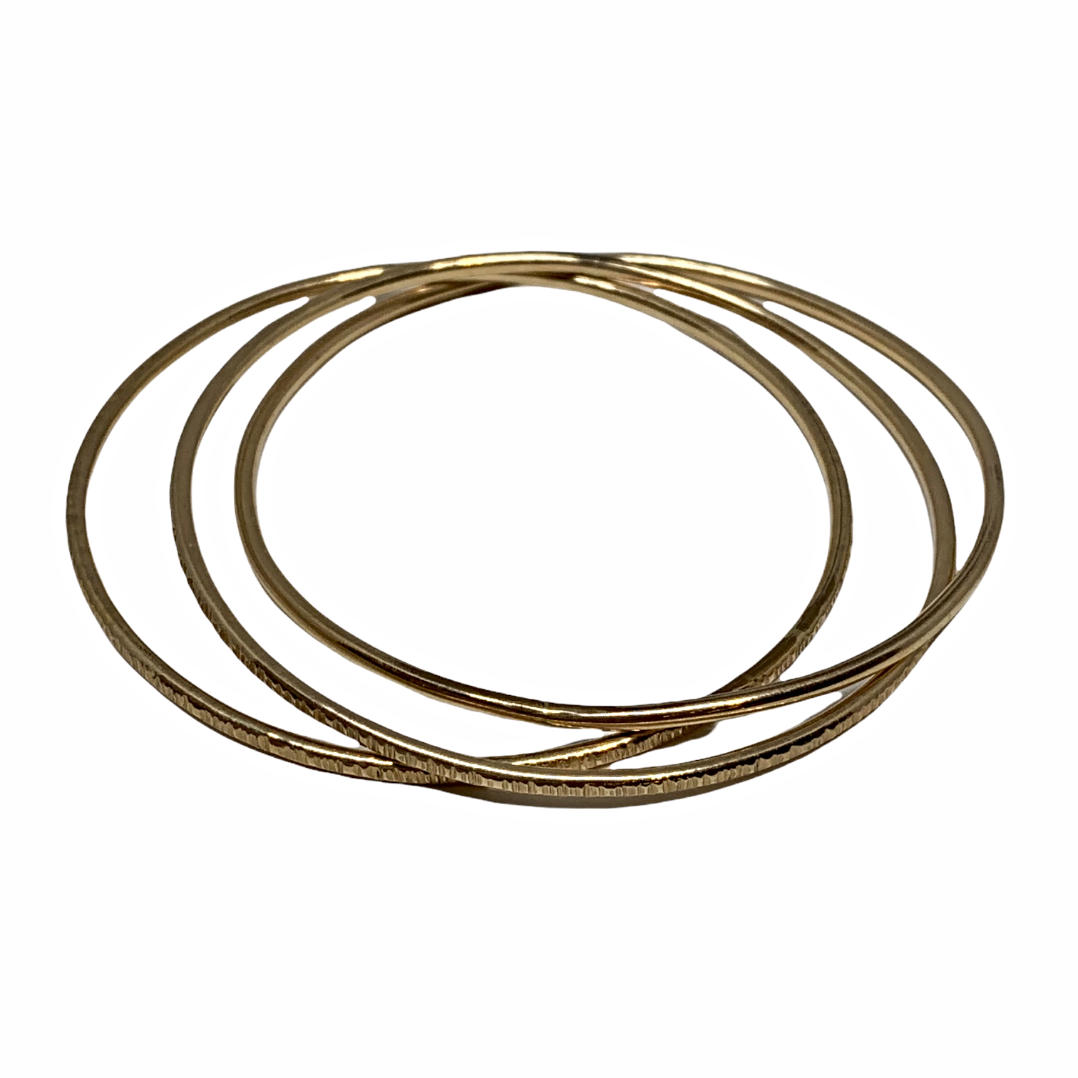 Handmade interlocking 14kt gold-fill bangles by Karyn Chopik | Effusion Art Gallery + Cast Glass Studio, Invermere BC