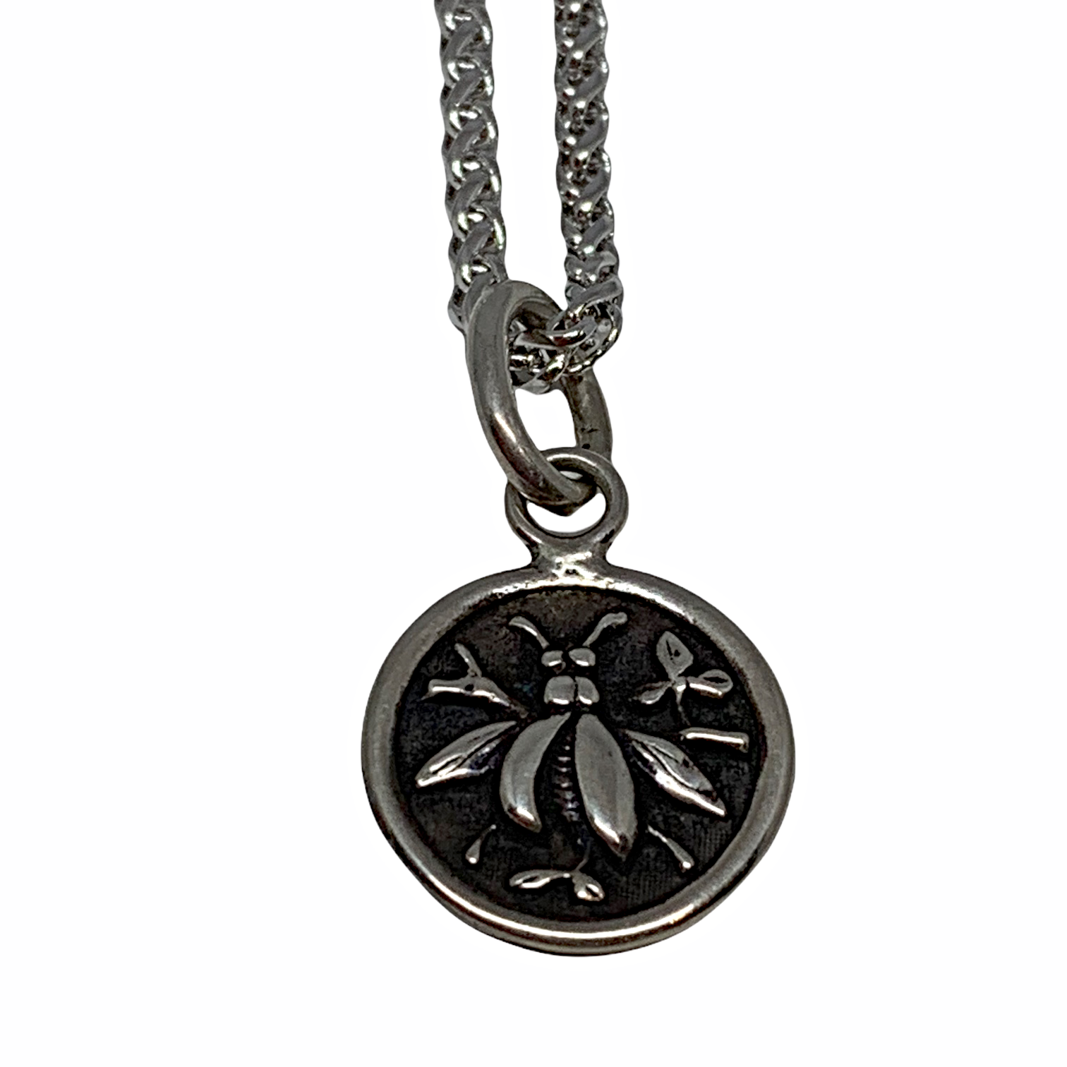 Handmade sterling silver bee pendant  by Karyn Chopik | Effusion Art Gallery + Cast Glass Studio, Invermere BC