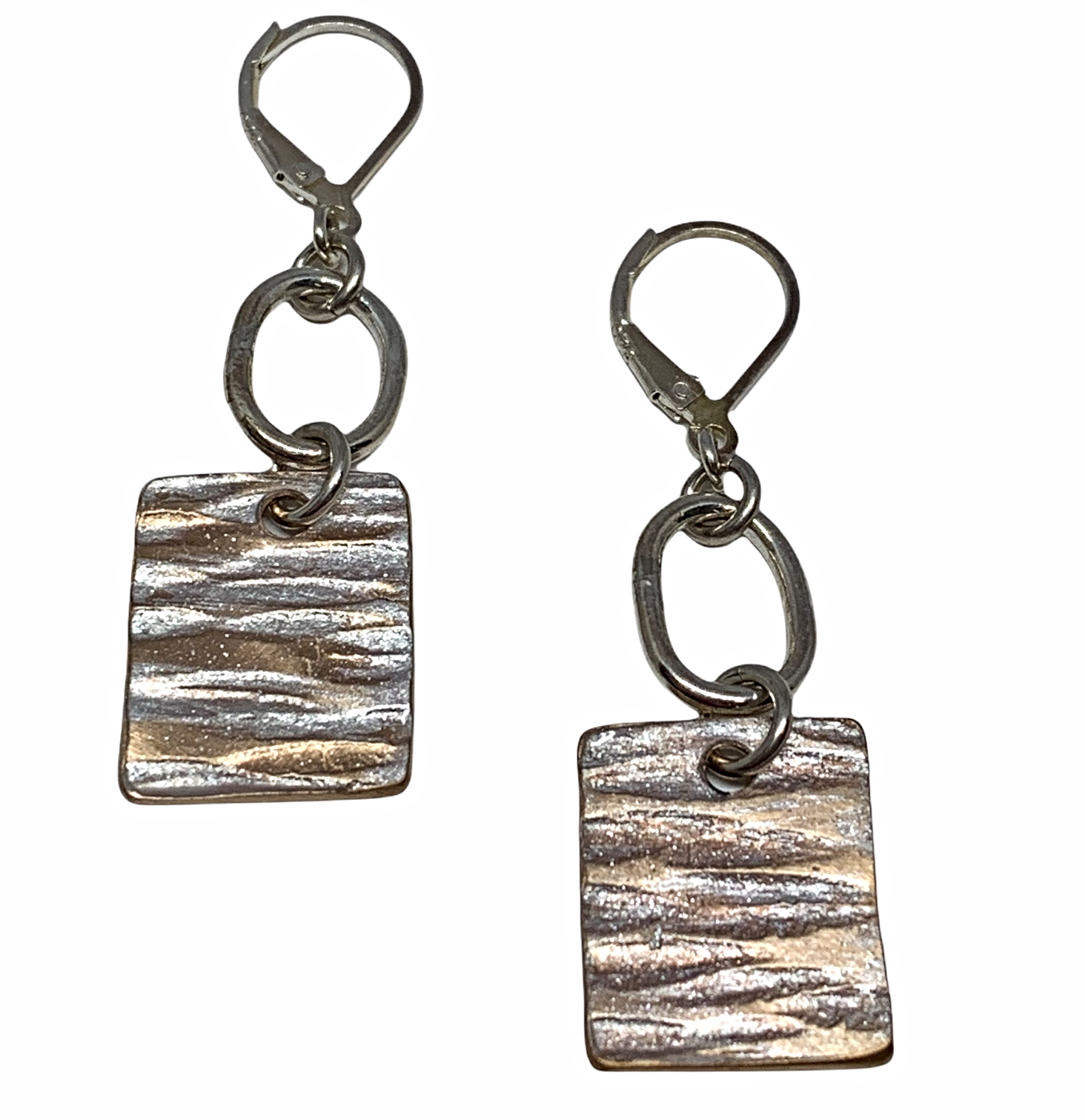 Handmade sterling silver and pearlized copper earrings by Karyn Chopik | Effusion Art Gallery + Cast Glass Studio, Invermere BC