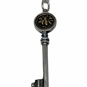 Handmade sterling silver bee key pendant by Karyn Chopik | Effusion Art Gallery + Cast Glass Studio, Invermere BC
