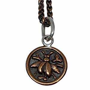 Handmade copper bee pendant by Karyn Chopik | Effusion Art Gallery + Cast Glass Studio, Invermere BC
