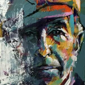 Leonard Cohen painting by Verne Busby | Effusion Art Gallery + Cast Glass Studio, Invermere BC