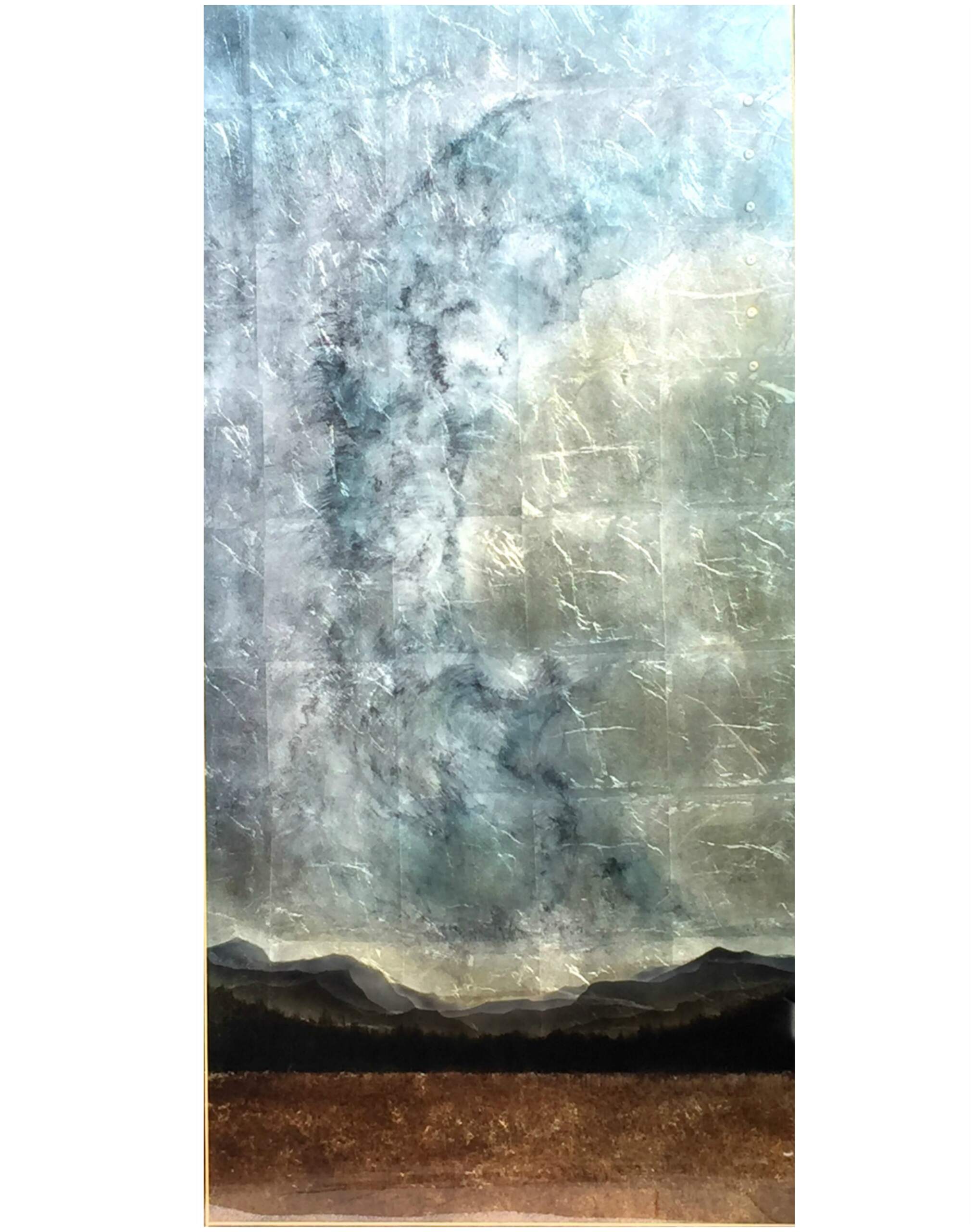 Sky Tower, mixed media landscape painting with resin by David Graff | Effusion Art Gallery + Cast Glass Studio, Invermere BC