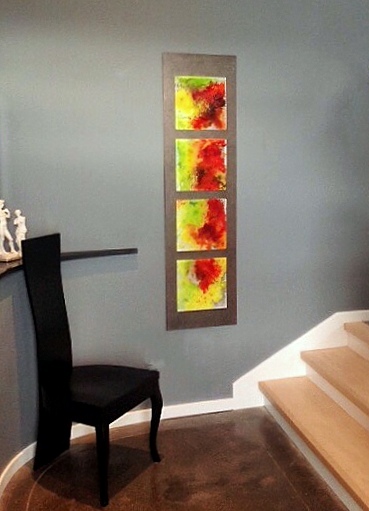 Primitive Rhythm cast glass panels by Heather Cuell | Effusion Art Gallery + Cast Glass Studio, Invermere BC