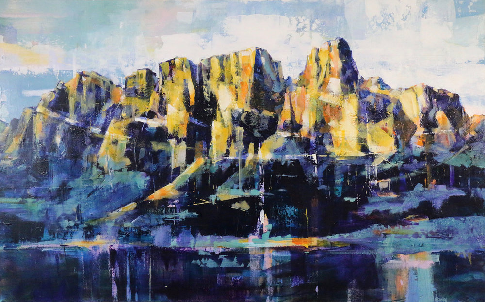 Castle Mountain, acrylic painting by Verne Busby | Effusion Art Gallery + Cast Glass Studio, Invermere BC