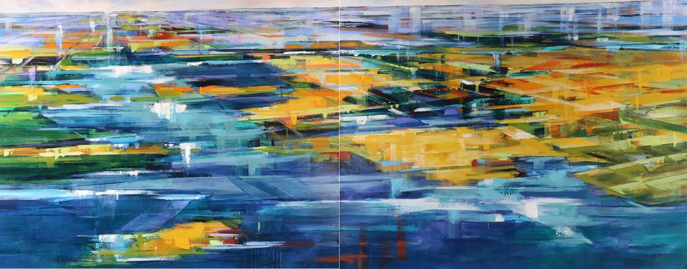 Meeting Creek, acrylic painting by Verne Busby | Effusion Art Gallery + Cast Glass Studio, Invermere BC