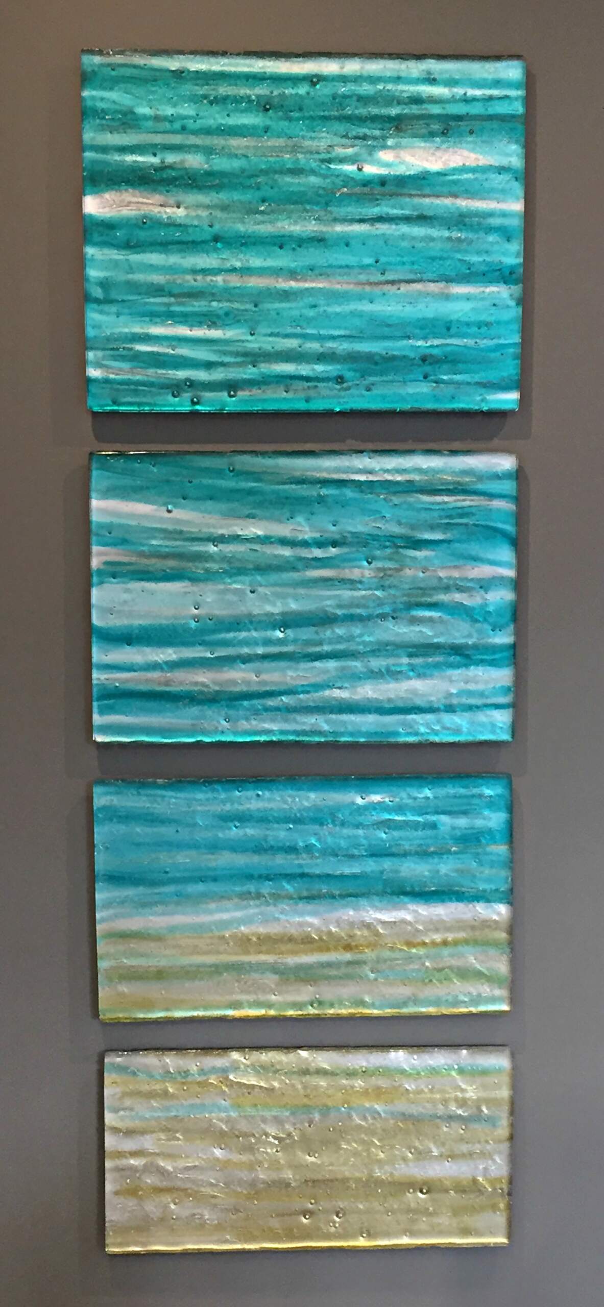 Blue Infinity, cast glass panels by Heather Cuell | Effusion Art Gallery + Cast Glass Studio, Invermere BC