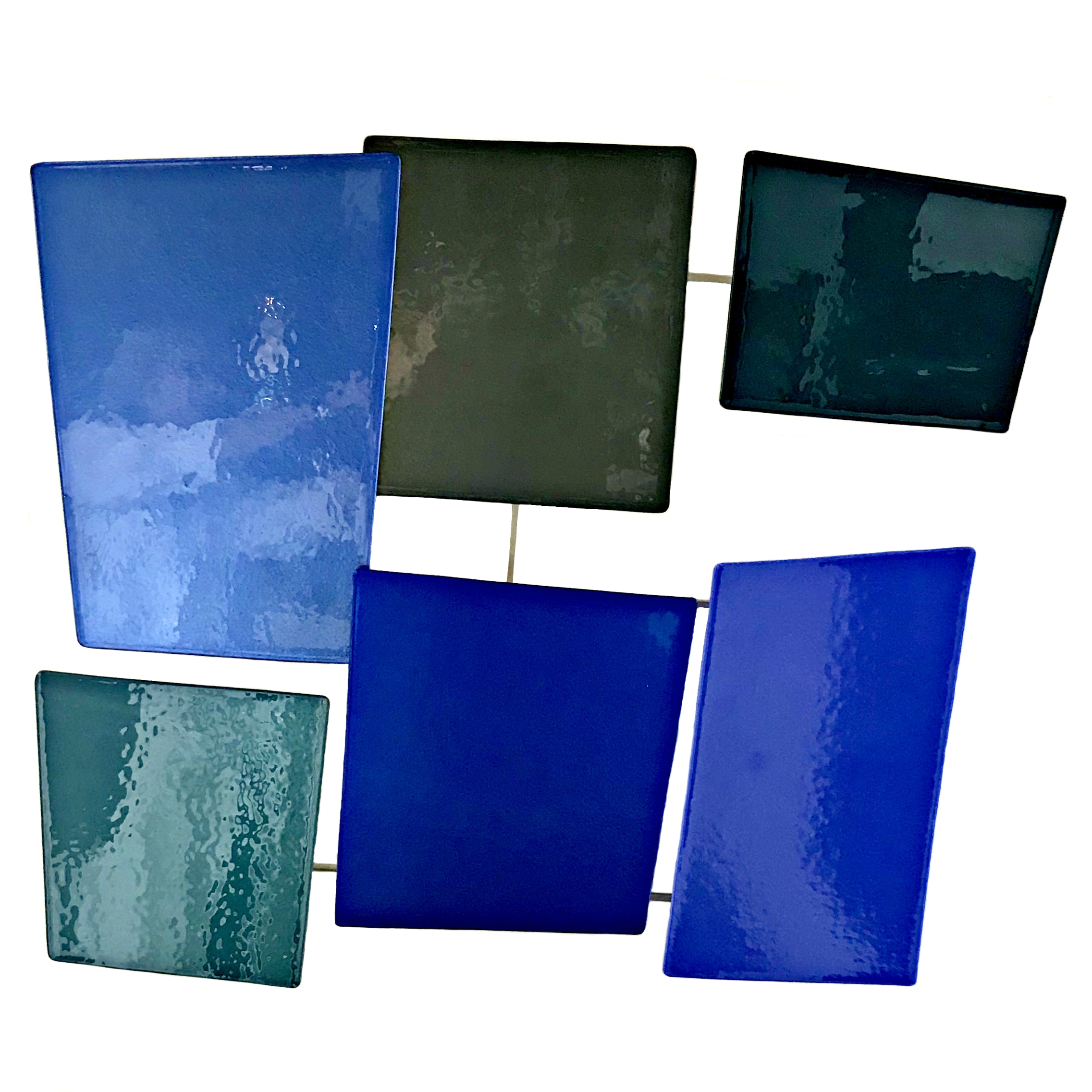 Stormy Blues cast glass mosaic by Heather Cuell | Effusion Art Gallery + Cast Glass Studio, Invermere BC