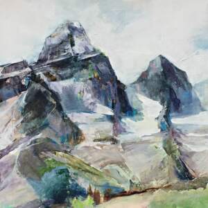 Selkirk, acrylic painting by Sarinah Haba | Effusion Art Gallery + Cast Glass Studio, Invermere BC