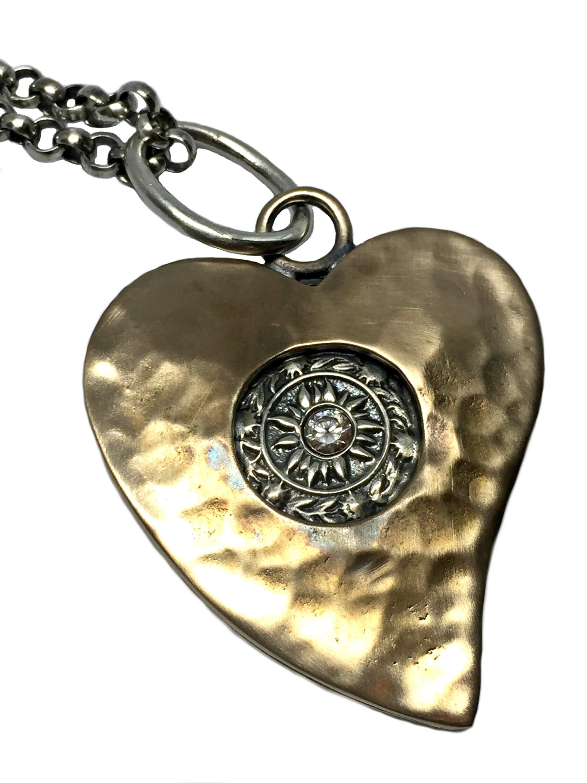 Karyn Chopik Bronze Heart Pendant. Chain not included | Effusion Art Gallery + Cast Glass Studio, Invermere BC
