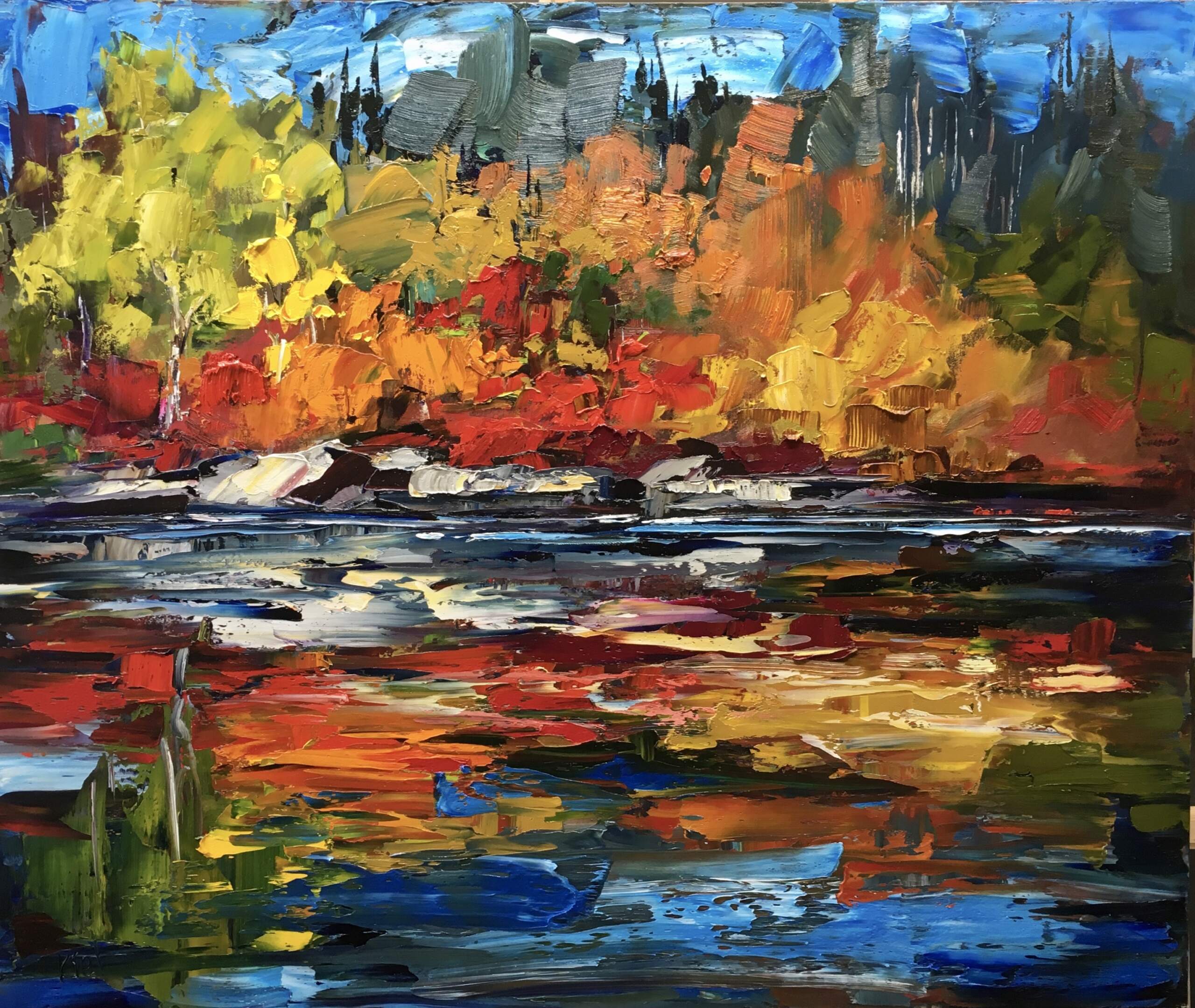 Still Waters Run Deep, oil painting by Kimberly Kiel | Effusion Art Gallery + Cast Glass Studio, Invermere BC