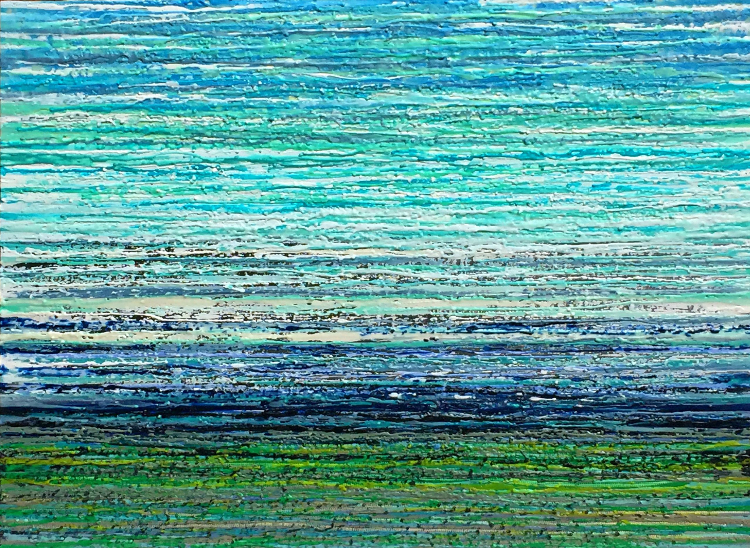 Windermere, mixed media encaustic painting by Marie-Danielle Leblanc | Effusion Art Gallery + Cast Glass Studio, Invermere BC