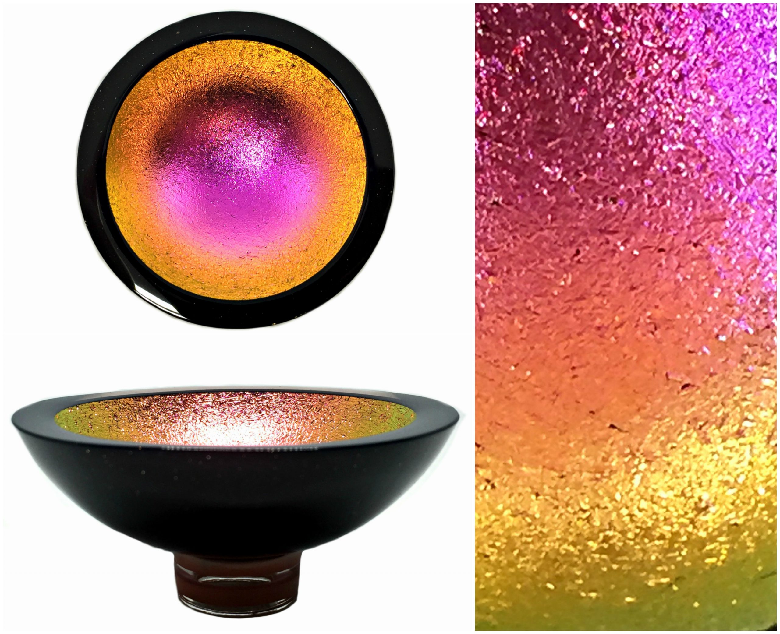 Multichrome Thing of Beauty 3331, dichroic glass bowl by Jo Ludwig | Effusion Art Gallery + Glass Studio, Invermere BC