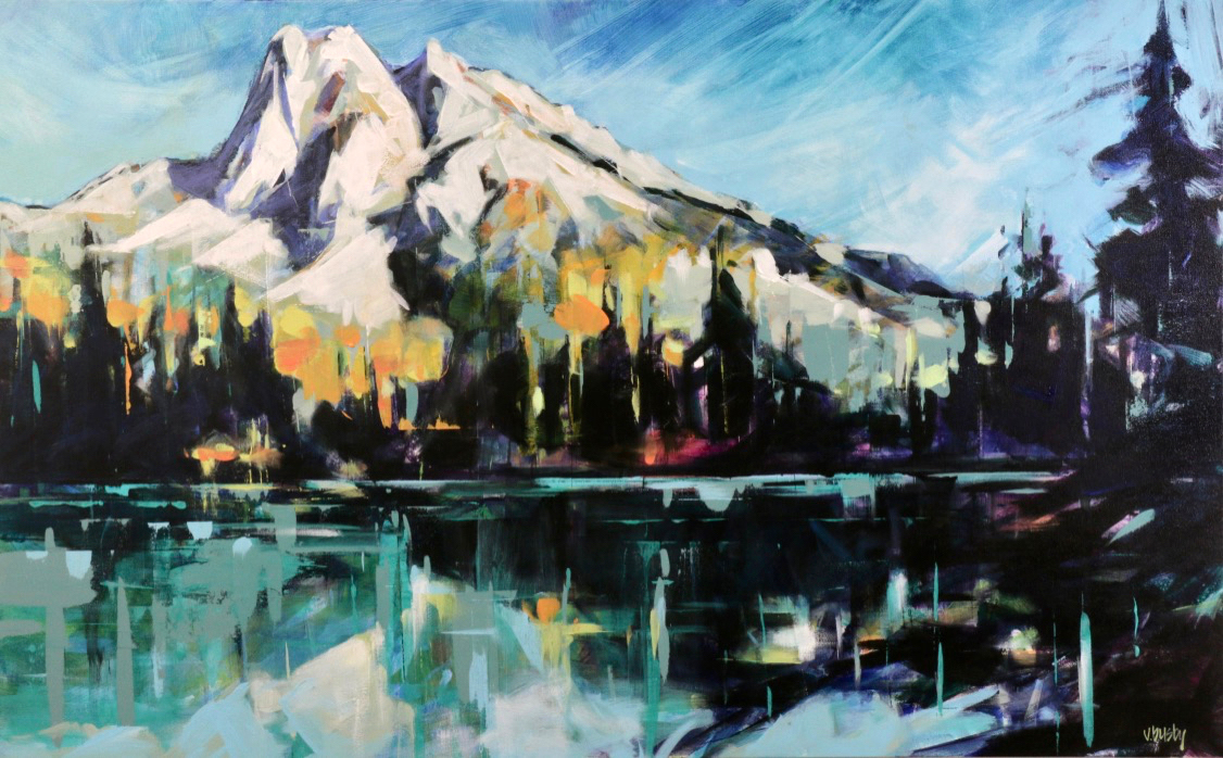 Mount Burgess in Yoho National Park, acrylic painting by Verne Busby | Effusion Art Gallery + Cast Glass Studio, Invermere BC