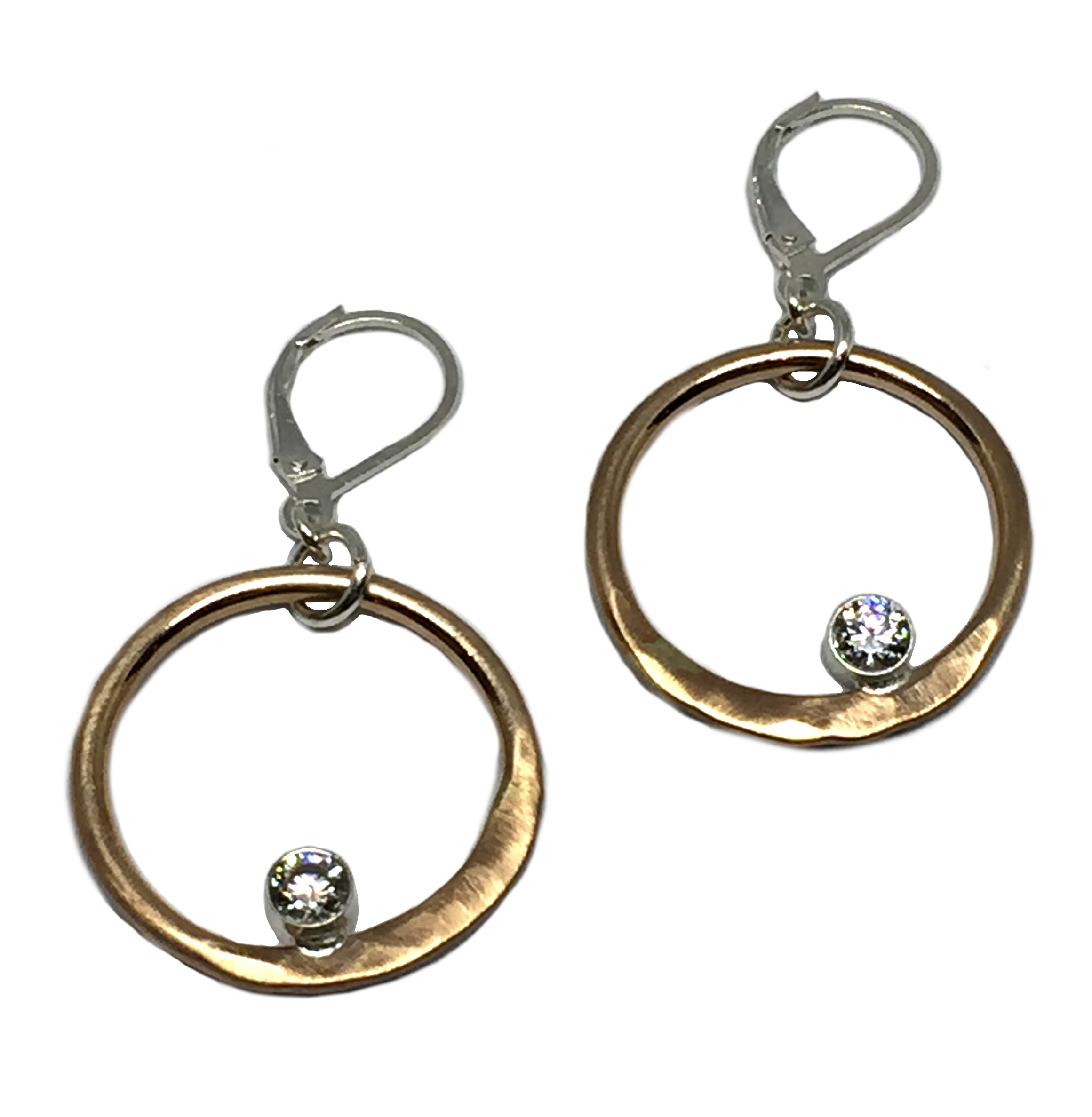 Bronze, CZ, and Sterling Silver Earrings by Karyn Chopik | Effusion Art Gallery + Cast Glass Studio, Invermere BC