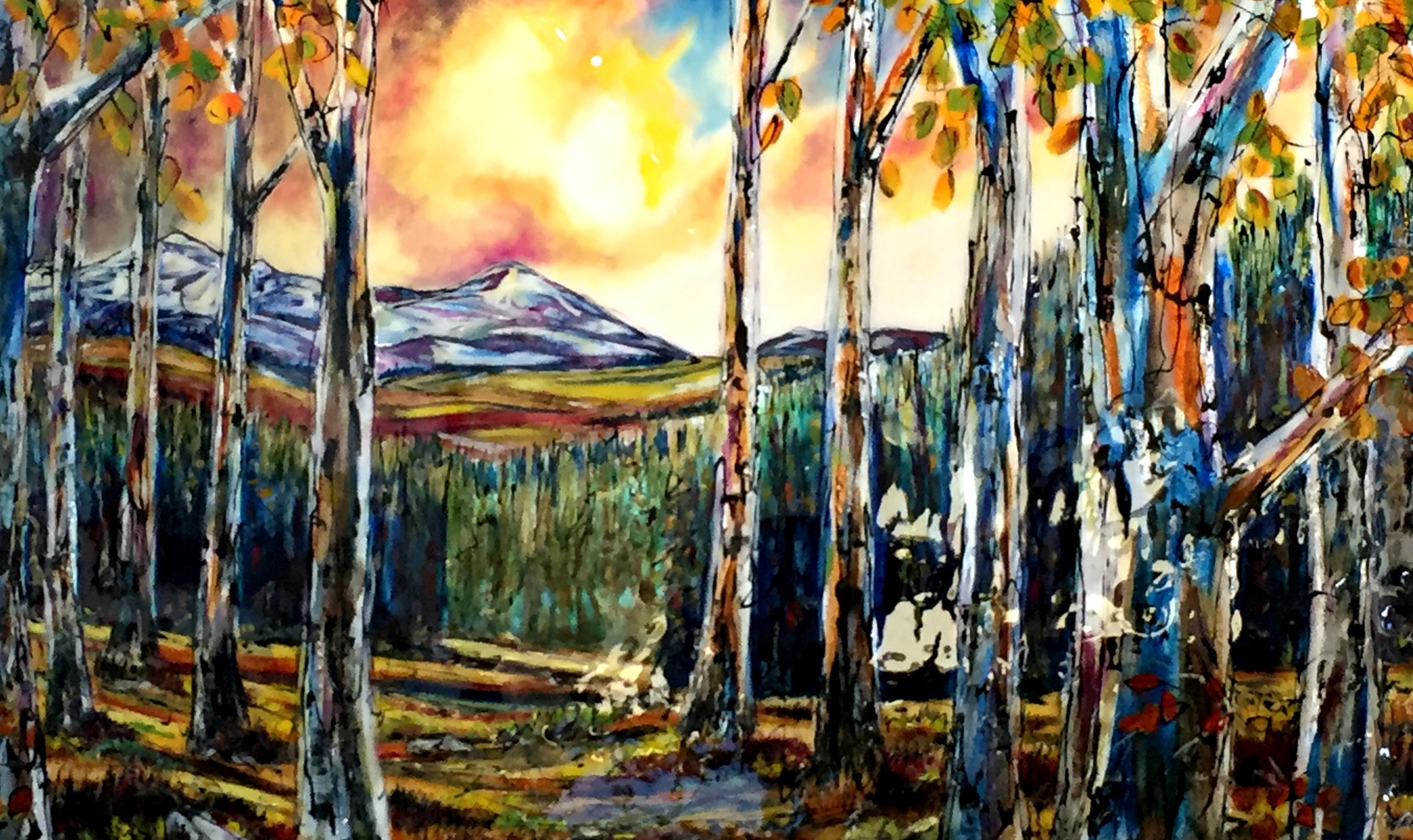 The Ballad, mixed media landscape painting by David Zimmerman | Effusion Art Gallery + Cast Glass Studio, Invermere BC
