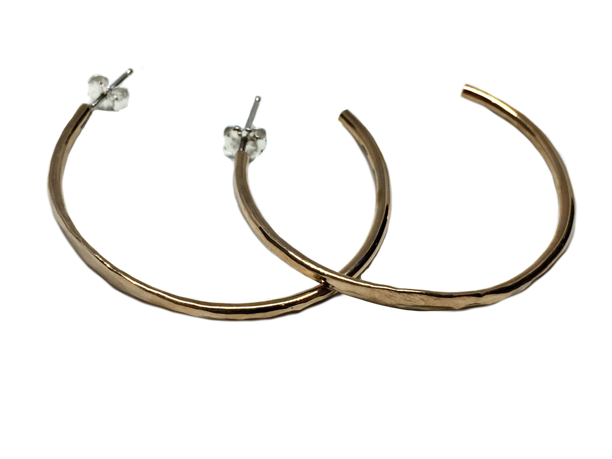 Medium Bronze Hammered Hoop Earrings by Karyn Chopik | Effusion Art Gallery + Cast Glass Studio, Invermere BC