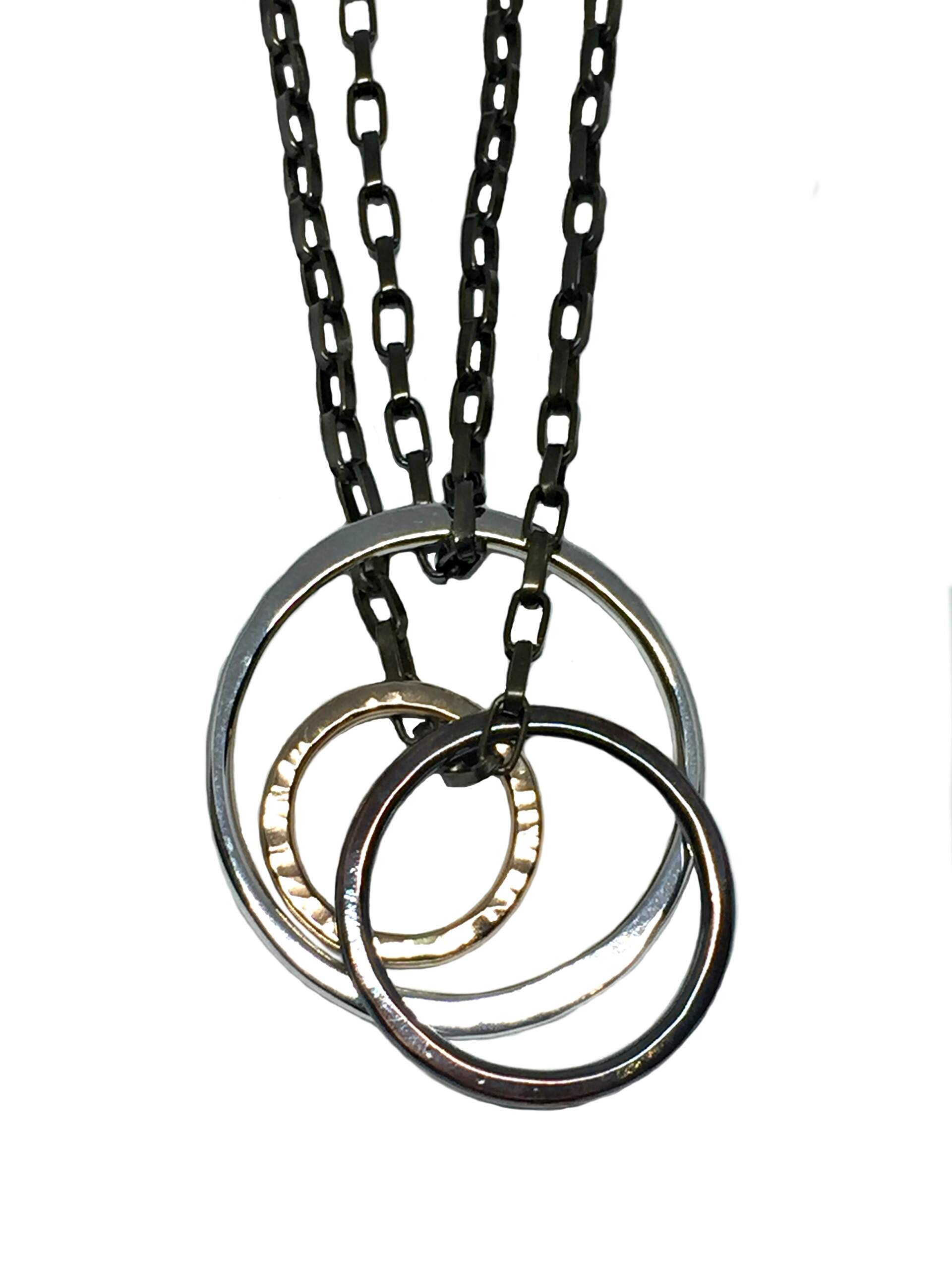 Sterling Silver, Bronze, + Copper Necklace by Karyn Chopik | Effusion Art Gallery + Cast Glass Studio, Invermere BC