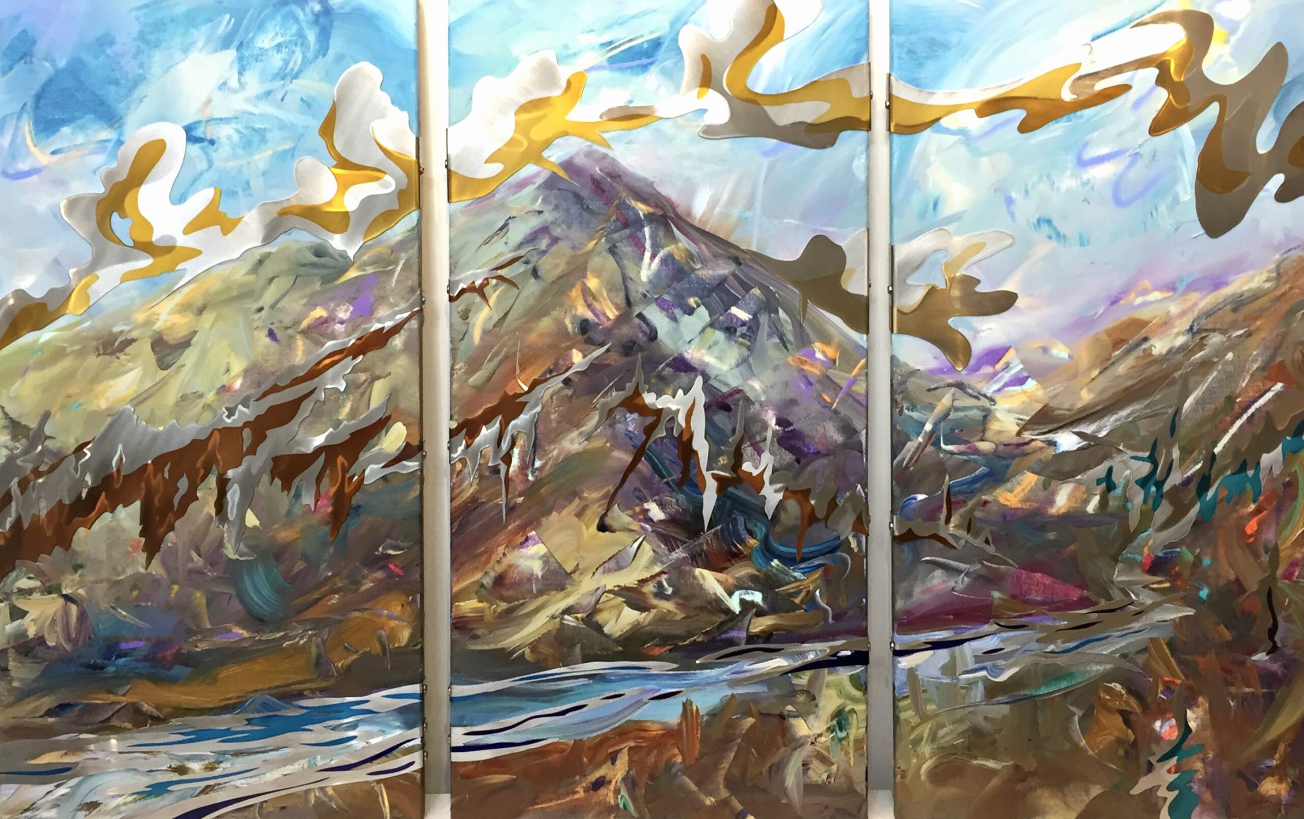 Alpine Passage, mixed media landscape painting by Joel Masewich | Effusion Art Gallery + Cast Glass Studio, Invermere BC