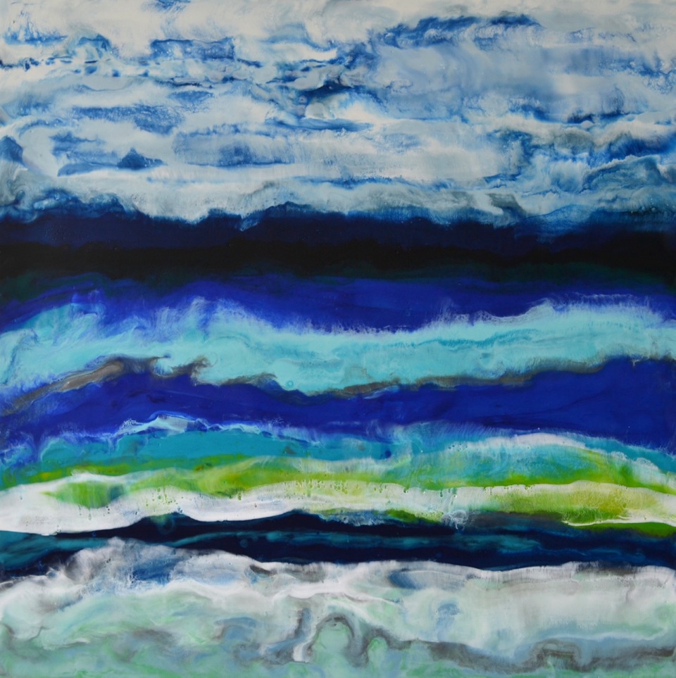 Orford Lake, encaustic painting by Marie-Danielle Leblanc | Effusion Art Gallery + Cast Glass Studio, Invermere BC