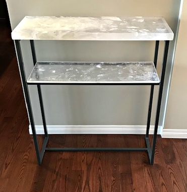 Custom cast glass and powder-coated steel table by Heather Cuell | Effusion Art Gallery + Cast Glass Studio, Invermere BC