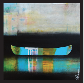 Le Vertige des Bleus, mixed media painting by Sylvain Leblanc | Effusion Art Gallery + Cast Glass Studio, Invermere BC