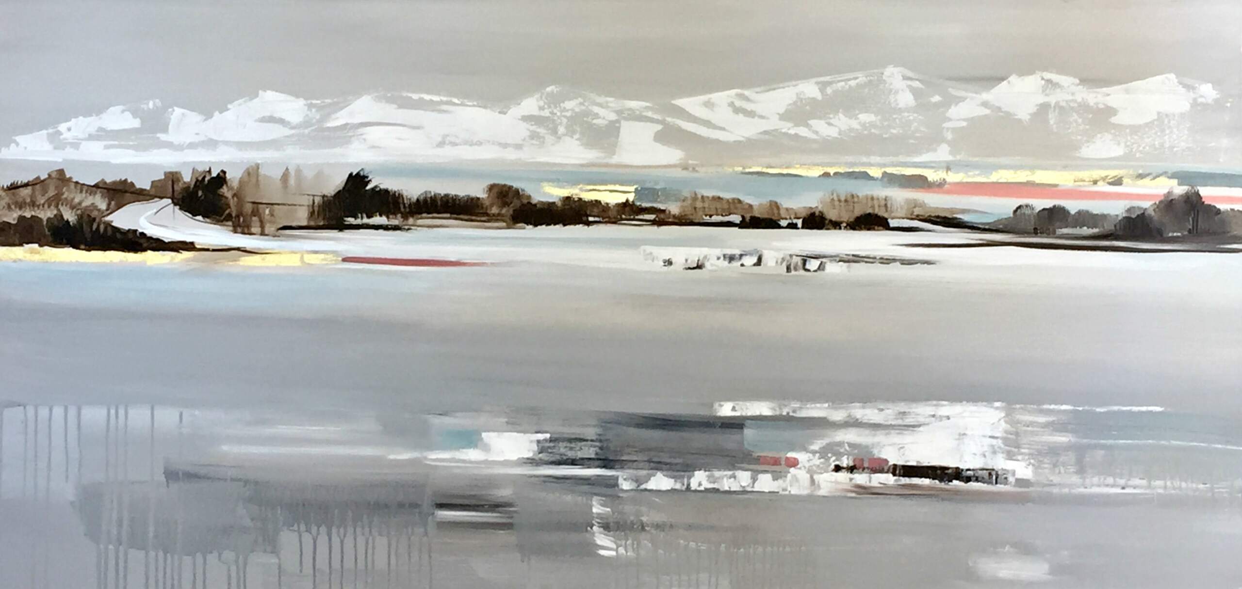 Snow Capped Mountains, acrylic painting by Valeria Mravyan | Effusion Art Gallery + Cast Glass Studio, Invermere BC