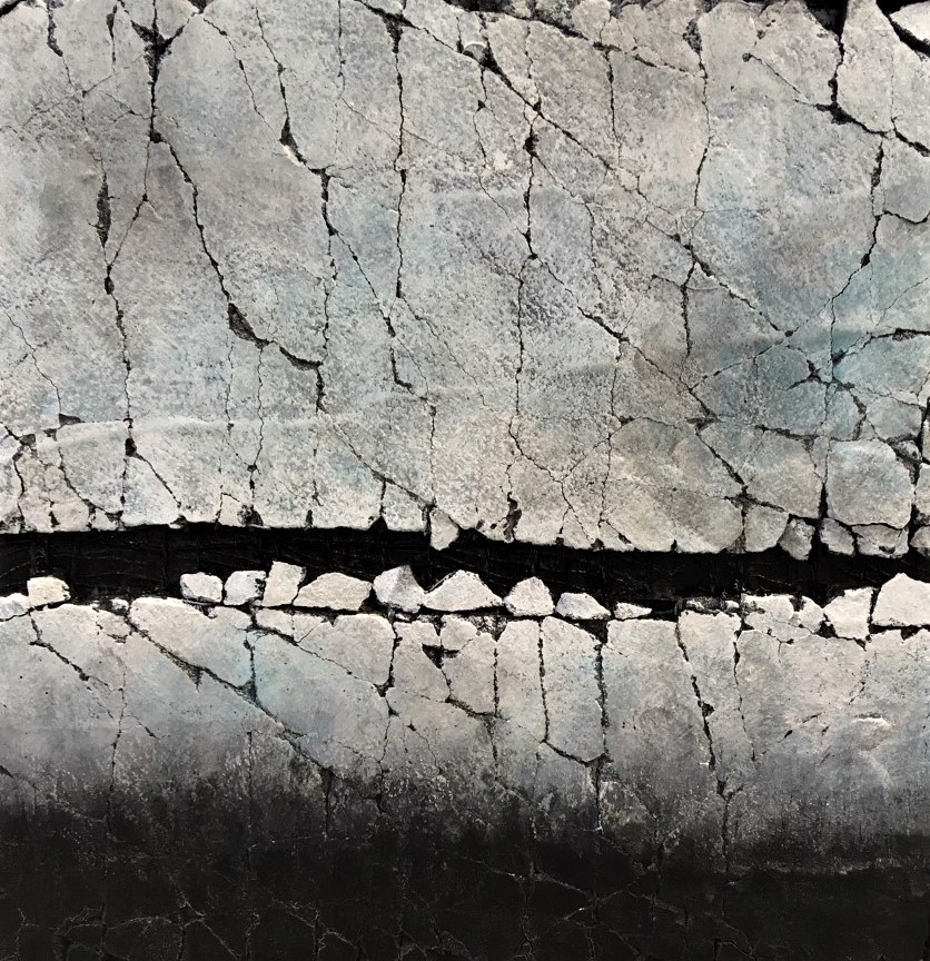 Winter Studies #1, mixed media painting by Karen Bagayawa | Effusion Art Gallery + Cast Glass Studio, Invermere BC