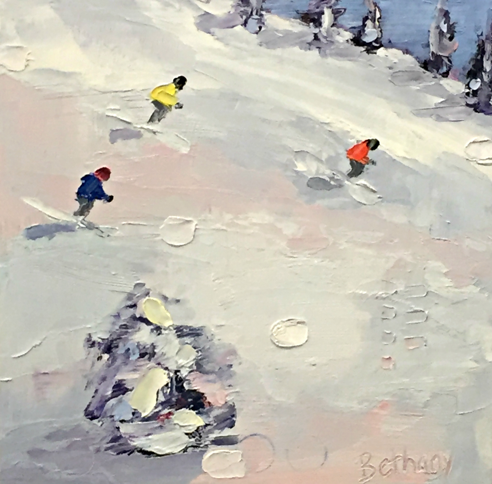 Snow Day 1, ski painting by Bethany Harper Williams | Effusion Art Gallery + Cast Glass Studio, Invermere BC