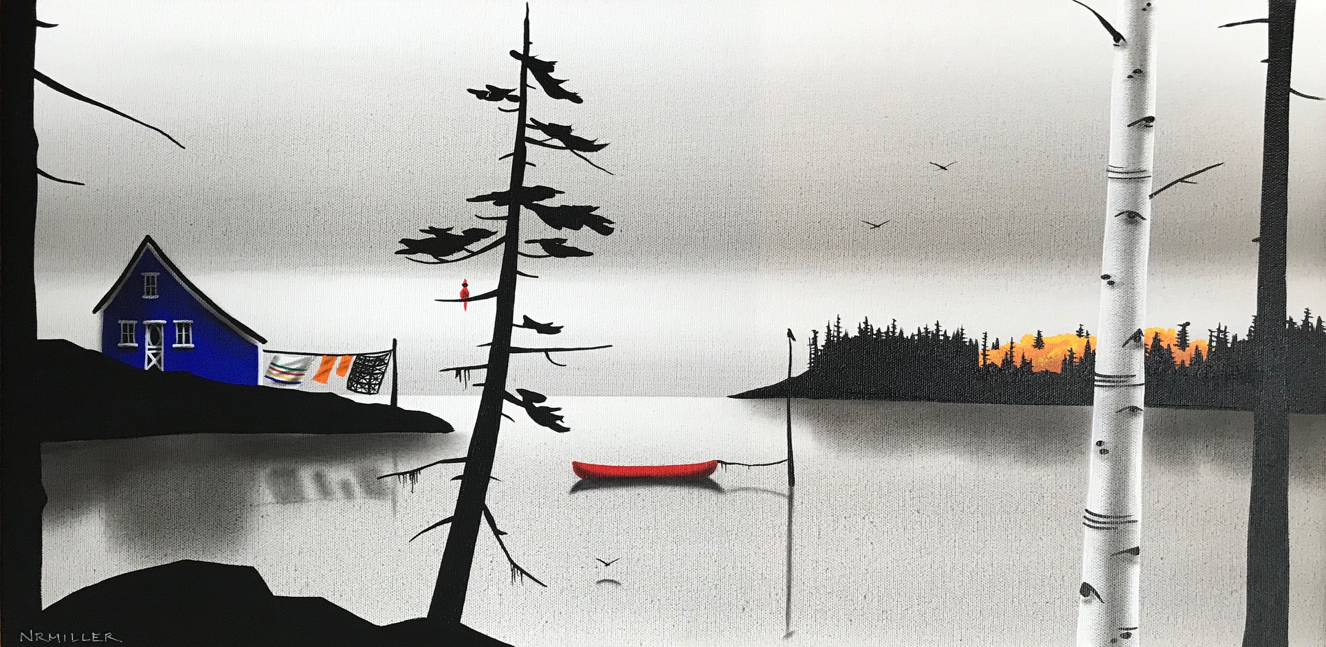 Embracing Every Last Warm Breeze, mixed media painting by Natasha Miller | Effusion Art Gallery + Cast Glass Studio, Invermere BC