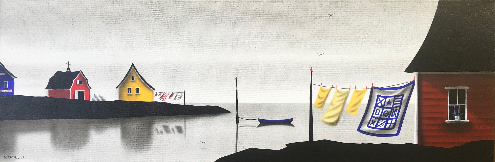 Fish & Chips, mixed media painting by Natasha Miller | Effusion Art Gallery + Cast Glass Studio, Invermere BC