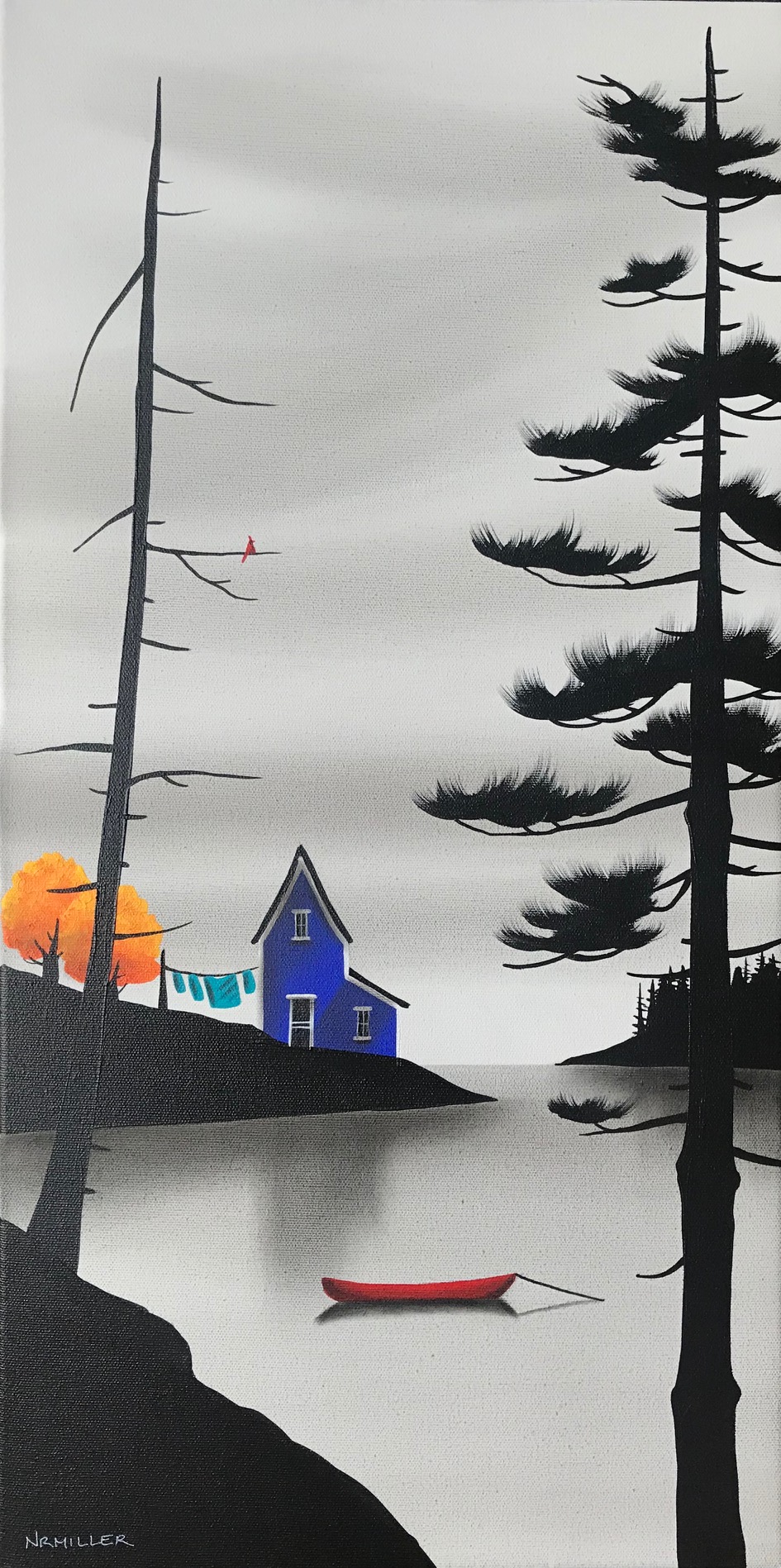The Frosting of Fall, mixed media painting by Natasha Miller | Effusion Art Gallery + Cast Glass Studio, Invermere BC