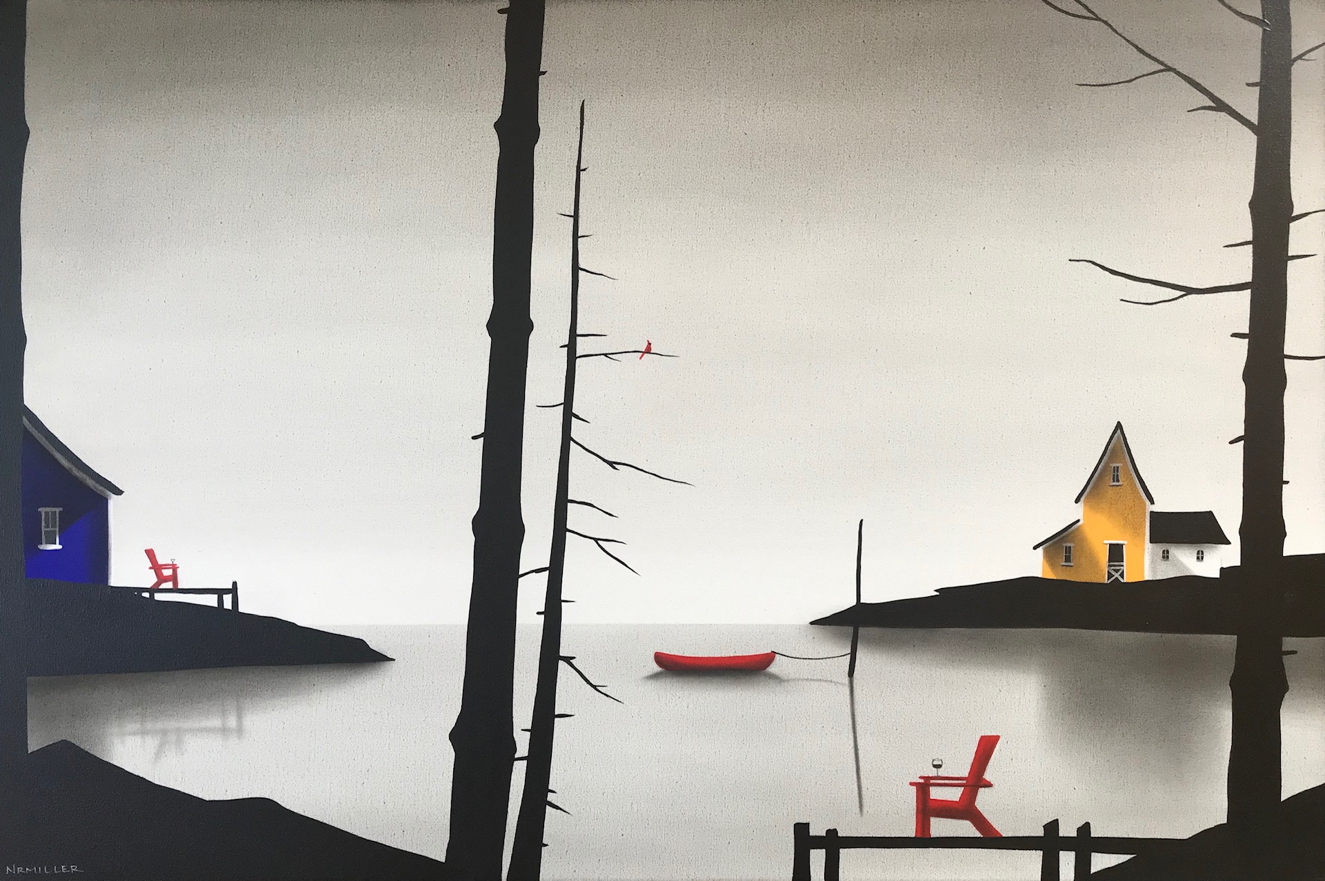 The Happiest of Hours, mixed media painting by Natasha Miller | Effusion Art Gallery + Cast Glass Studio, Invermere BC