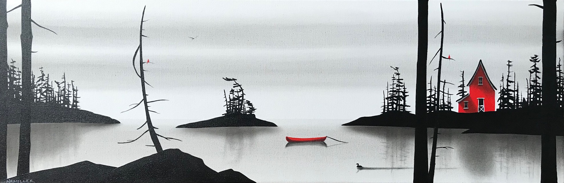 The Perfect Place to Ponder, mixed media painting by Natasha Miller | Effusion Art Gallery + Cast Glass Studio, Invermere BC