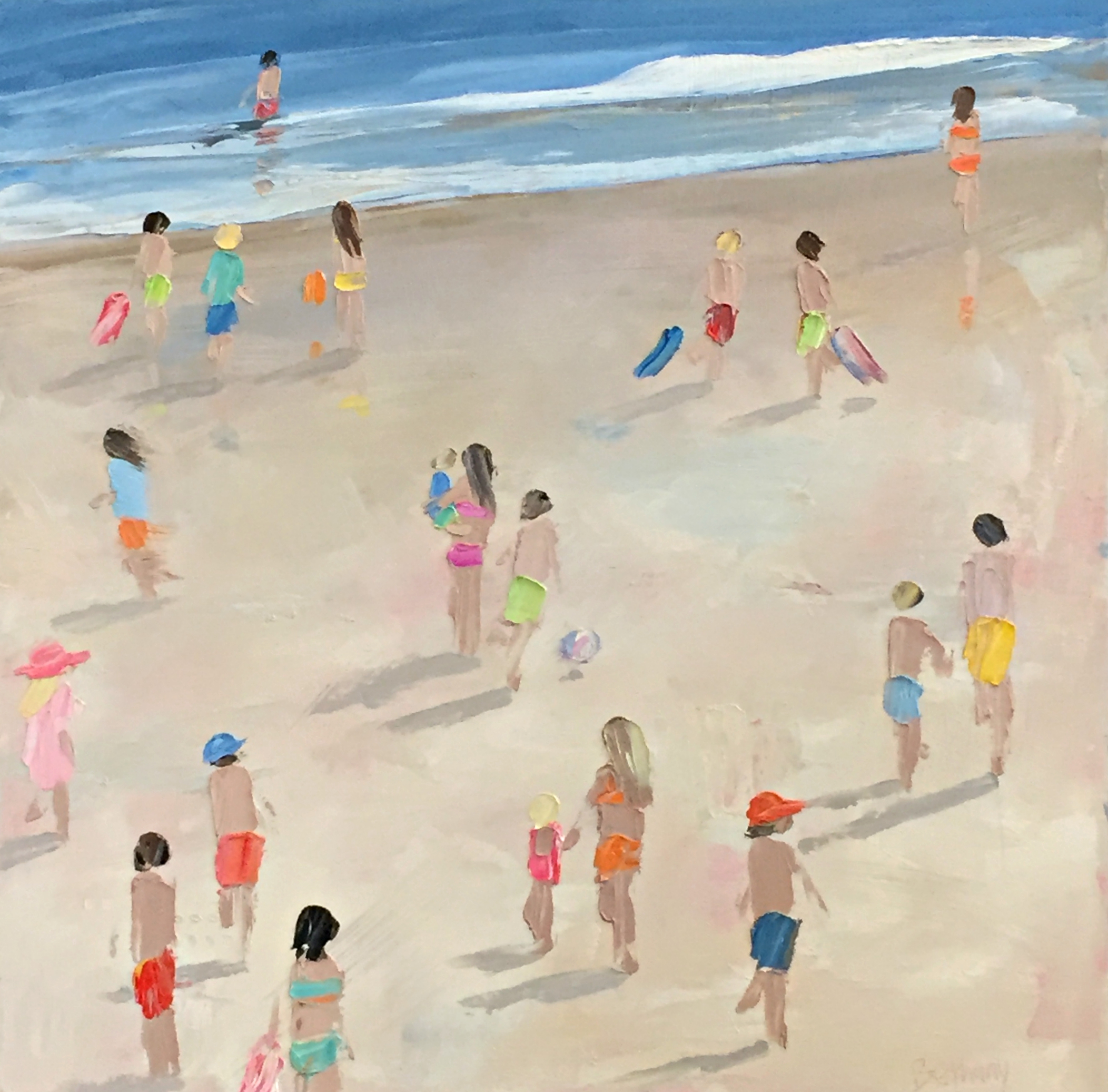 Barefoot and Free, beach painting by Bethany Harper Williams | Effusion Art Gallery + Cast Glass Studio, Invermere BC