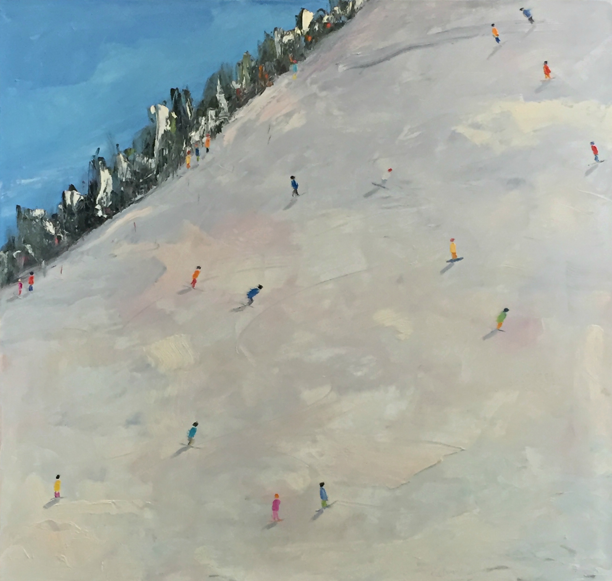 Making Tracks, ski painting by Bethany Harper Williams | Effusion Art Gallery + Cast Glass Studio, Invermere BC