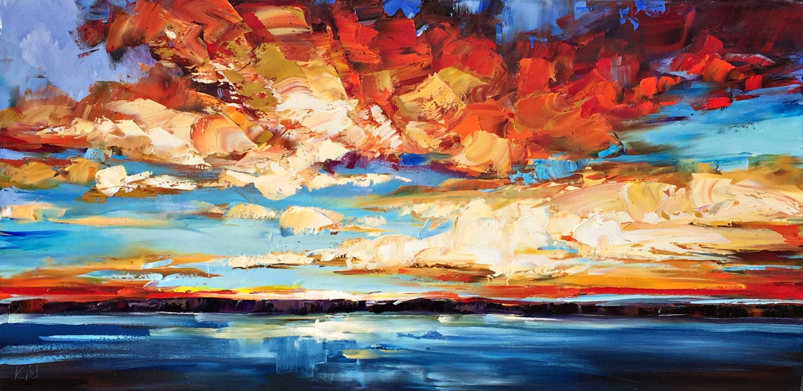 Rise + Shine, sunrise oil painting by Kimberly Kiel | Effusion Art Gallery + Cast Glass Studio, Invermere BC