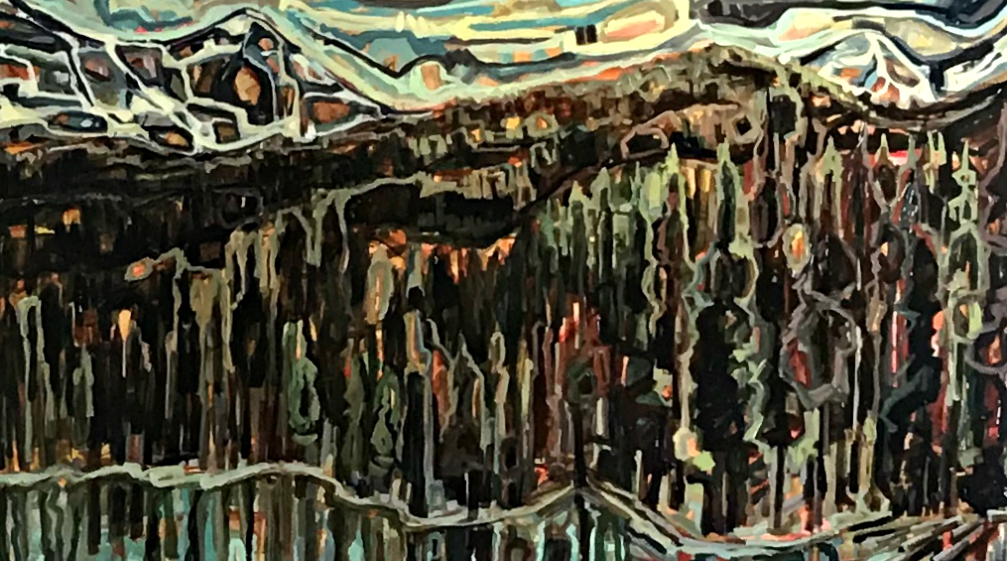 Moraine Lake in June 2, acrylic painting by Sandy Kunze | Effusion Art Gallery + Cast Glass Studio, Invermere BC