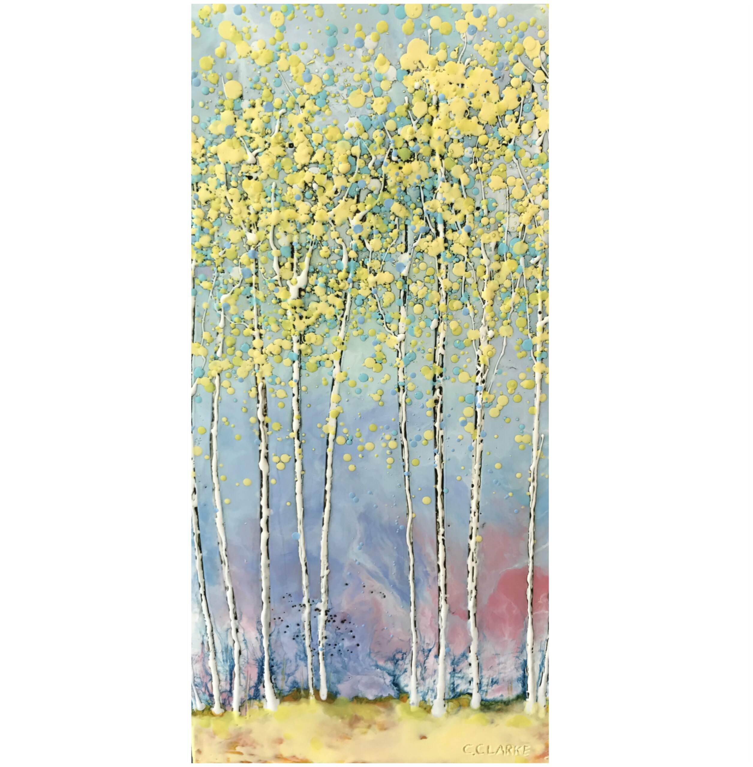 New Horizon, encaustic tree painting by Catharine Clarke | Effusion Art Gallery + Cast Glass Studio, Invermere BC