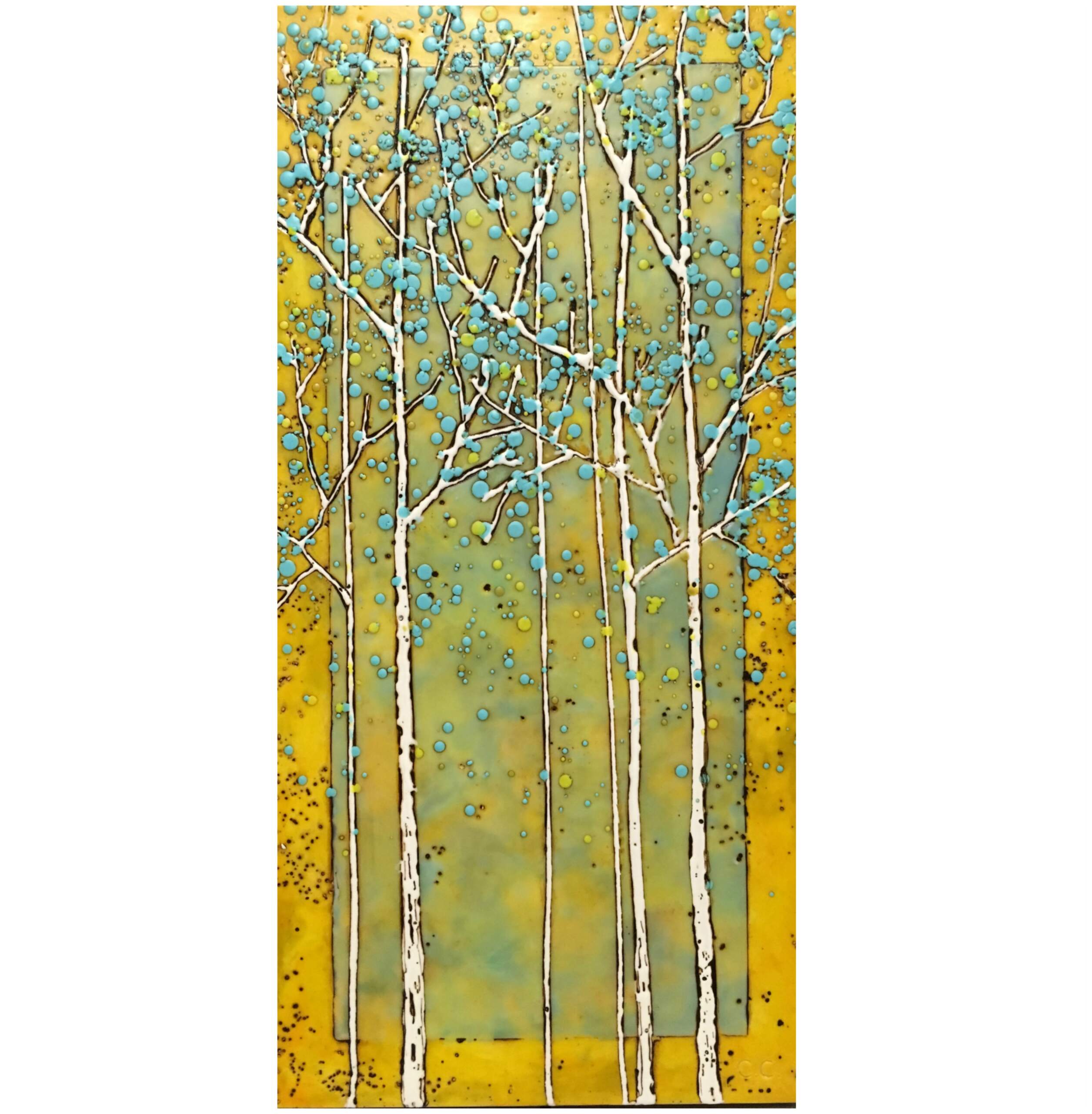 She Made it Happen, encaustic tree painting by Catharine Clarke | Effusion Art Gallery + Cast Glass Studio, Invermere BC