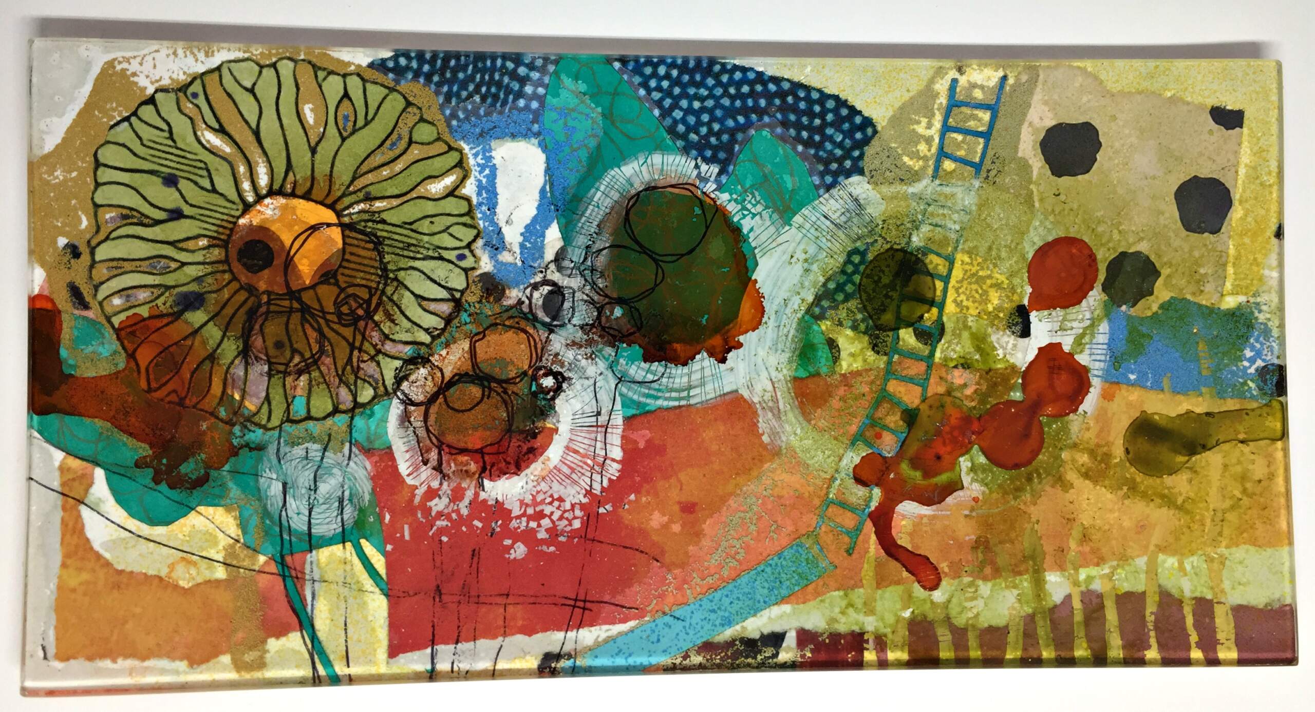 Bubbling Spring, glass mini platter by Julie Bell | Effusion Art Gallery + Cast Glass Studio, Invermere BC