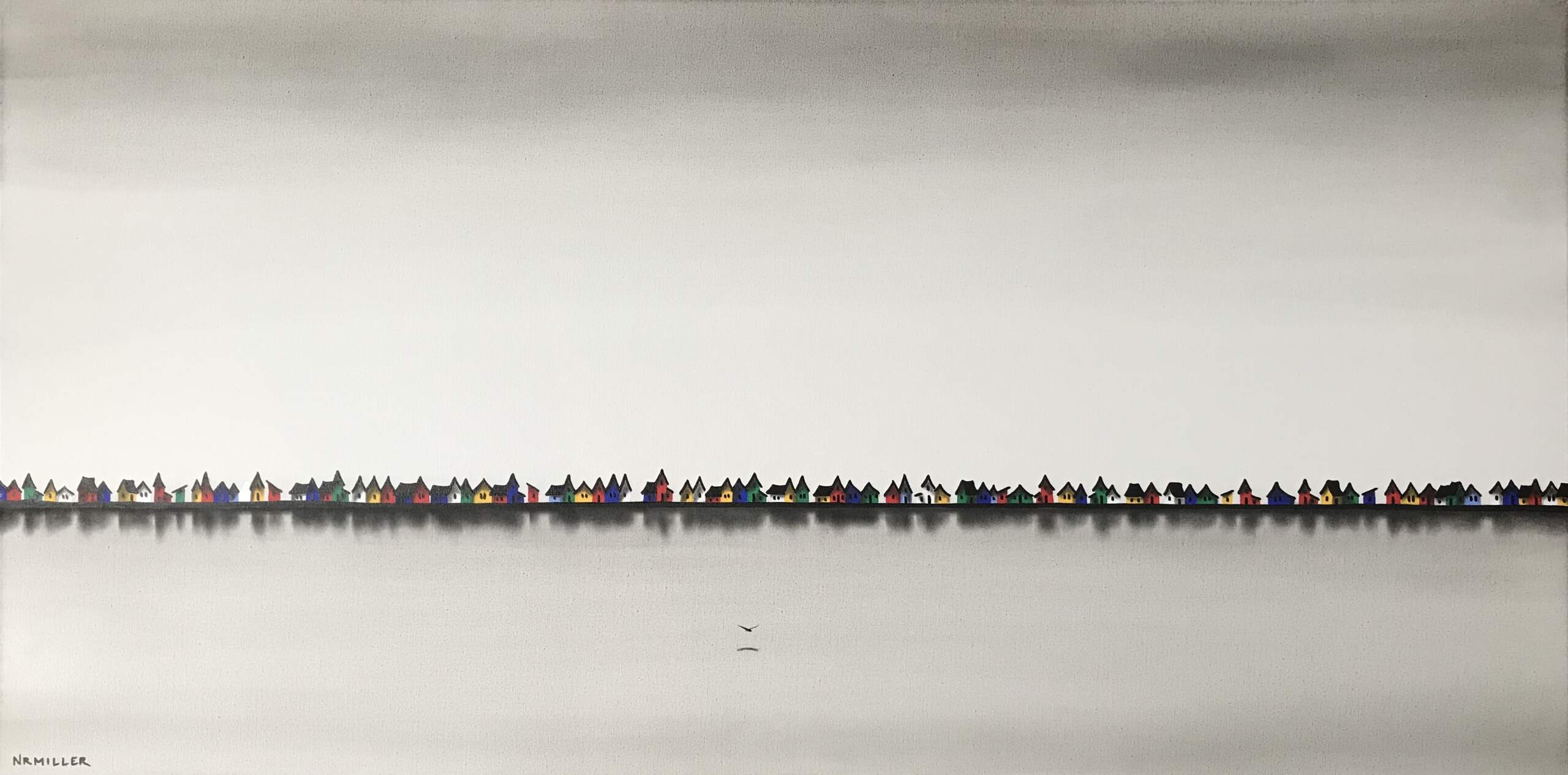 Down the Line, mixed media landscape painting by Natasha Miller | Effusion Art Gallery + Cast Glass Studio, Invermere BC